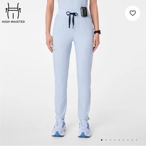 Figs High Waisted Yola Skinny Scrub Pants in Chambray